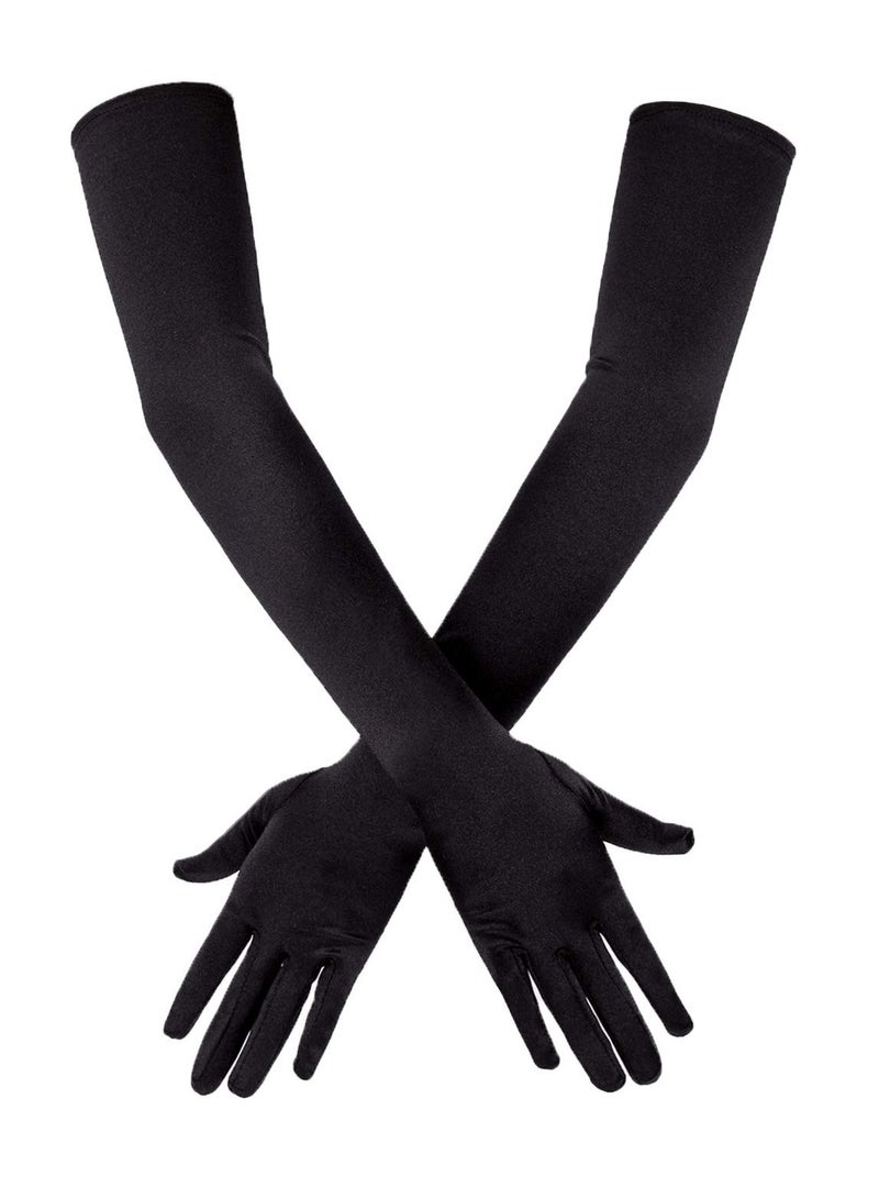 KASTWAVE Satin Opera Gloves, Formal Bridal Banquet Party Wedding Opera Mitten  - Image 1