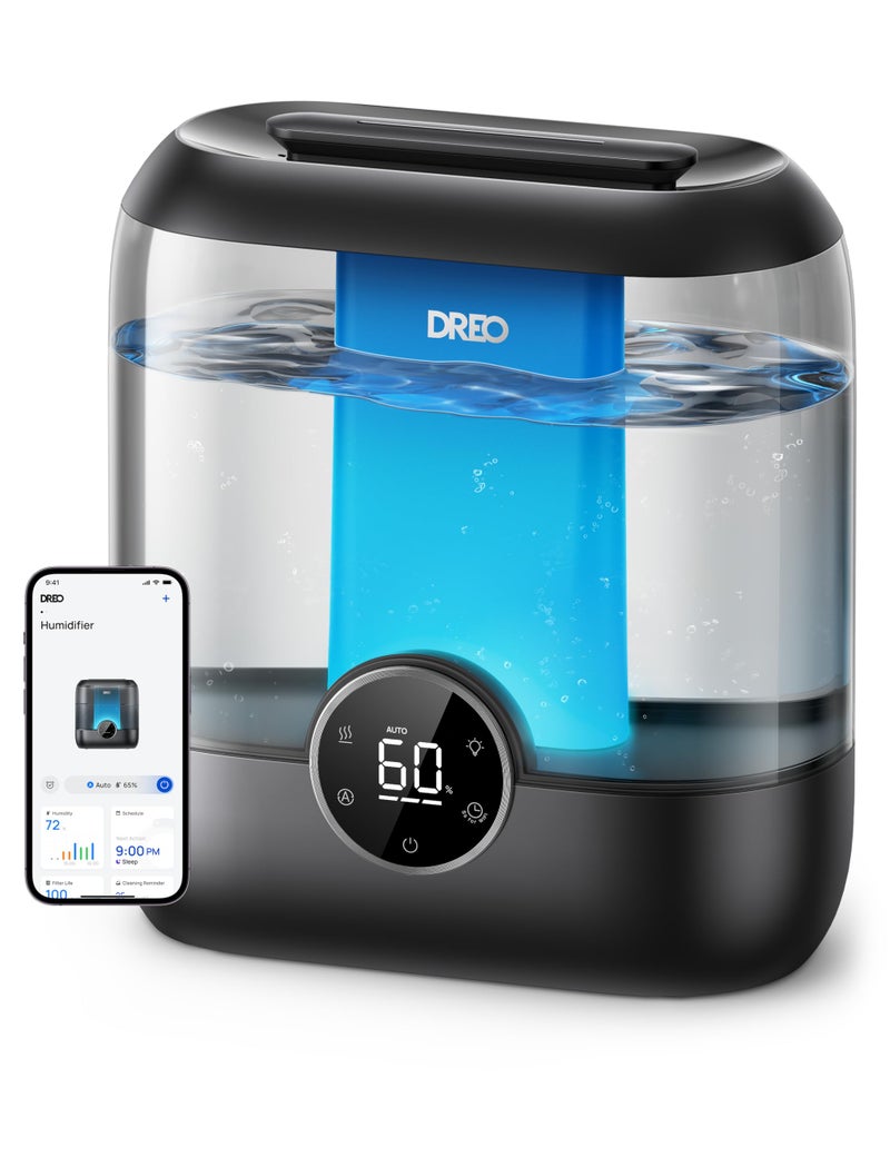 Dreo Smart Humidifiers for Bedroom, 6L Top Fill Supersized Cool Mist Humidifier for Large Room, 60 Hour Runtime, Quiet Ultrasonic Humidifier for Plants, Baby, Indoor, Home, Night Light, Black - Image 1