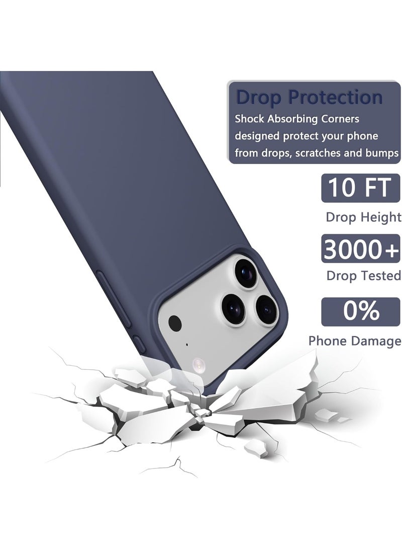 أكاليكس جراب سيليكون متوافق مع iPhone 17 Pro، جراب هاتف سيليكون سائل رفيع مع مصد مطاطي ناعم مقاوم للصدمات مكون من 3 طبقات مع بطانة من مادة TPU (أزرق داكن) - Image 2