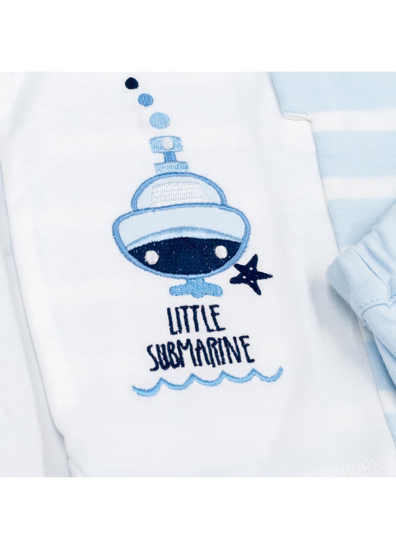 Moon MOON 100% Cotton Polo T-Shirt and Long Pant 9-12M Blue - Little Submarine  - Image 4