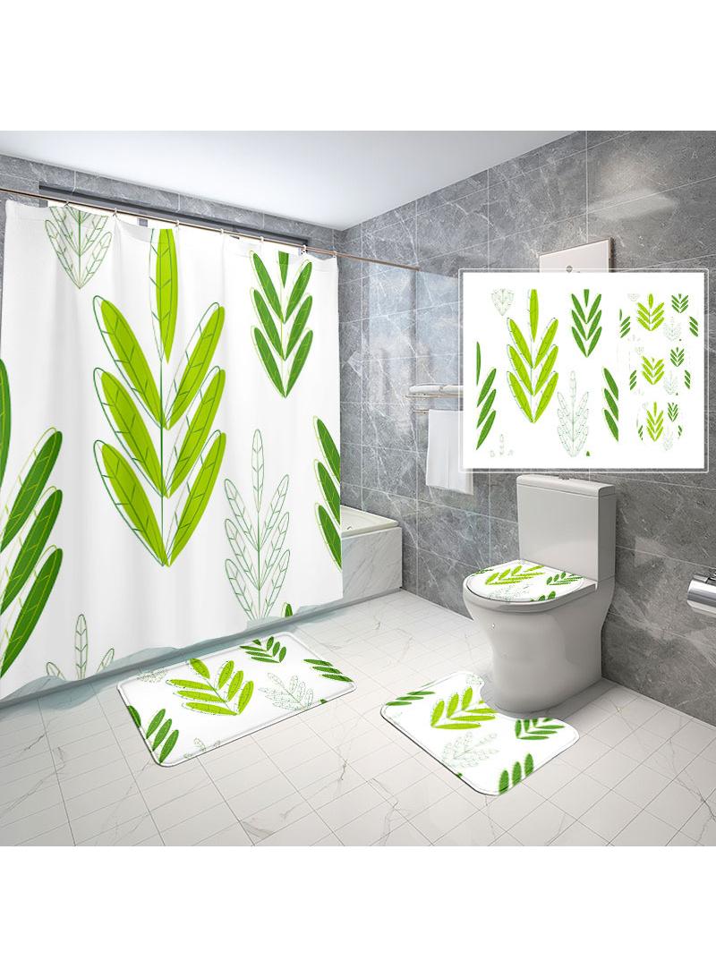 عام 4 قطعة ستارة الحمام مجموعة ، مع عدم الانزلاق وسادة غطاء المرحاض ، حمام حصيرة ، ودائم للماء ، مناسبة لأنّ حمام زخرفة مجموعة - Image 1