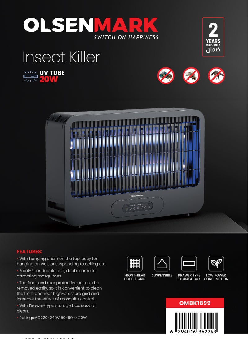 Olsenmark Olsenmark 20W Electric Insect Killer-OMBK1899 ,with Hanging Chain, UV Tube Technology, Double Grid, Drawer-Type Storage Box, Low Power Consumption, Fly Catcher for Home, Hotels and Offices, Insect Control  - Image 2