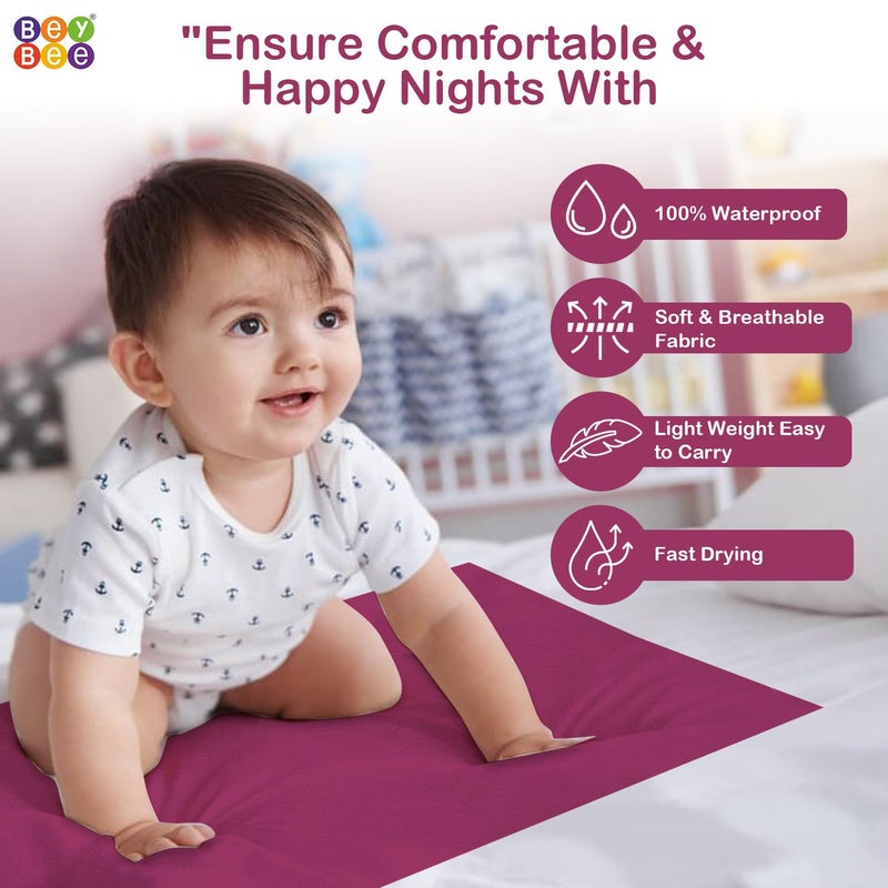 Bey Bee BeyBee Waterproof Quick Dry Sheet for Baby Bed Pad AntiPiling Fleece Extra Absorbent Washable Matress Protector Baby Bed Protector Sheet for Toddler Children XLarge Size 200 x 140cm Rani Pink - Image 4
