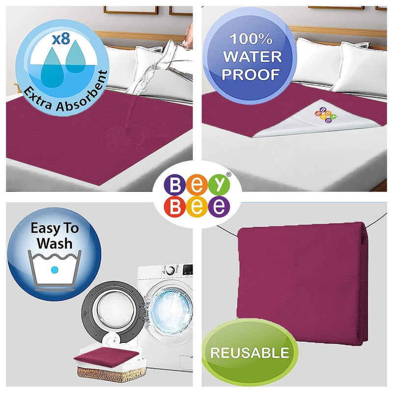 Bey Bee BeyBee Waterproof Quick Dry Sheet for Baby Bed Pad AntiPiling Fleece Extra Absorbent Washable Matress Protector Baby Bed Protector Sheet for Toddler Children XLarge Size 200 x 140cm Rani Pink - Image 3