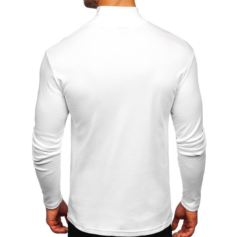 Rela Bota Mens Half Turtleneck Long Sleeve Pullover Basic Designed Undershirt Stretch Slim Fit Sweaters White - Image 2
