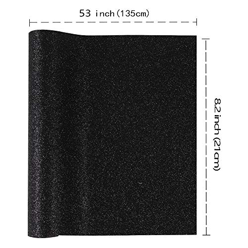 Picheng Sparkly Superfine Glitter Leather Sheets Shiny Faux Fabric Canvas Perfect for Craft DIY Handmade Projects Earrings Bows Craft Key Chain 1 Roll 8.2" x 53" (21 cm x 135 cm) (Black) - Image 2