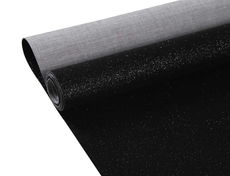 Picheng Sparkly Superfine Glitter Leather Sheets Shiny Faux Fabric Canvas Perfect for Craft DIY Handmade Projects Earrings Bows Craft Key Chain 1 Roll 8.2" x 53" (21 cm x 135 cm) (Black) - Image 3