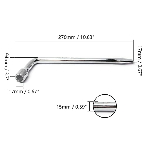 Utoolmart Car Spare Tire Lug Wrench for Jack - L Type Hexagon 17mm Slotted End Socket Repair Tool - Image 2