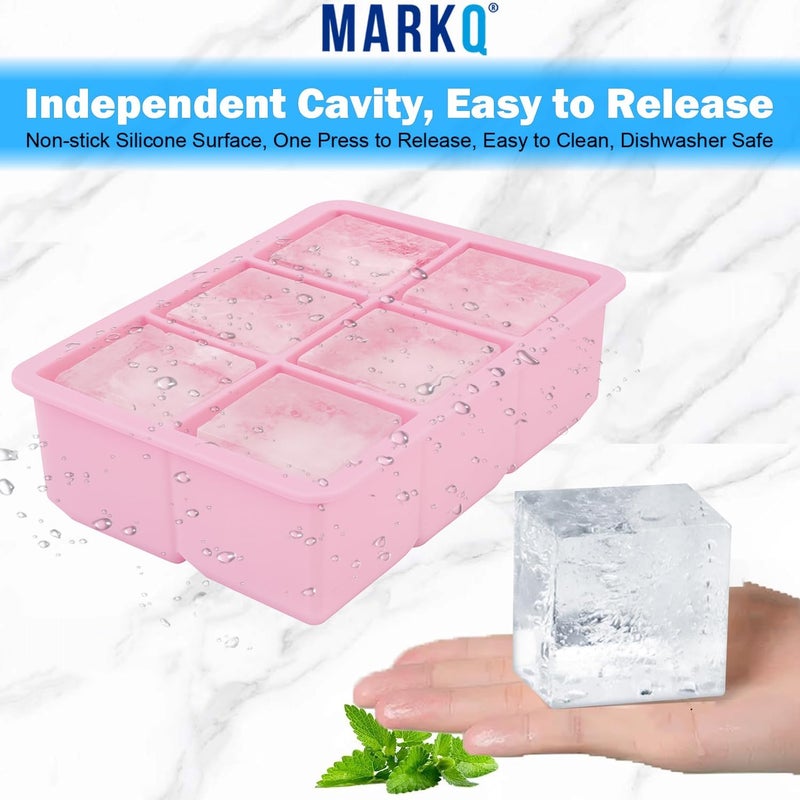 MARKQ Silicone Ice Cube Tray 6 Portions – Non-Stick Silicone Ice Mold for Chocolate, Desserts & Baby Food | Easy Release BPA-Free Ice Maker Tray for Freezer Use, Pink - Image 5