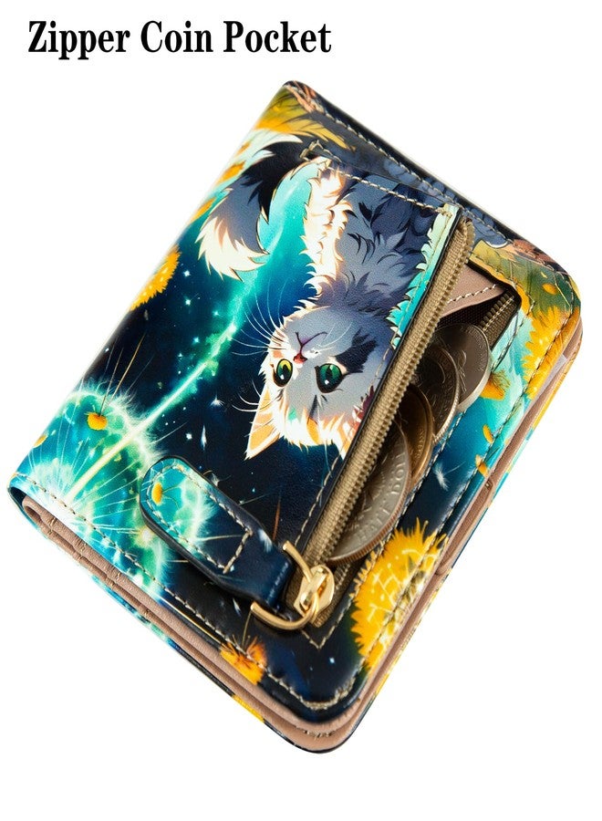 BECEERE Womens Walle Rfid Blocking Small Compact Bifold Pocket Wallet Women travel mini wallet Ladies Purse with ID Window, Cats, Cute - Image 4