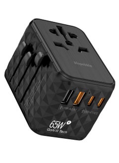 blupebble Passport 2.1 World Travel Adapter with 2 USB-C, 2 USB-A ports, 65W PD Fast Charge and 60W QC 3.0 Charging Max for EU, UK, USA, AU for Multi Countries  - Image 1