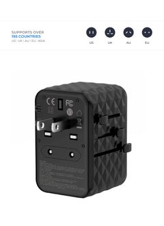 blupebble Passport 2.1 World Travel Adapter with 2 USB-C, 2 USB-A ports, 65W PD Fast Charge and 60W QC 3.0 Charging Max for EU, UK, USA, AU for Multi Countries  - Image 2