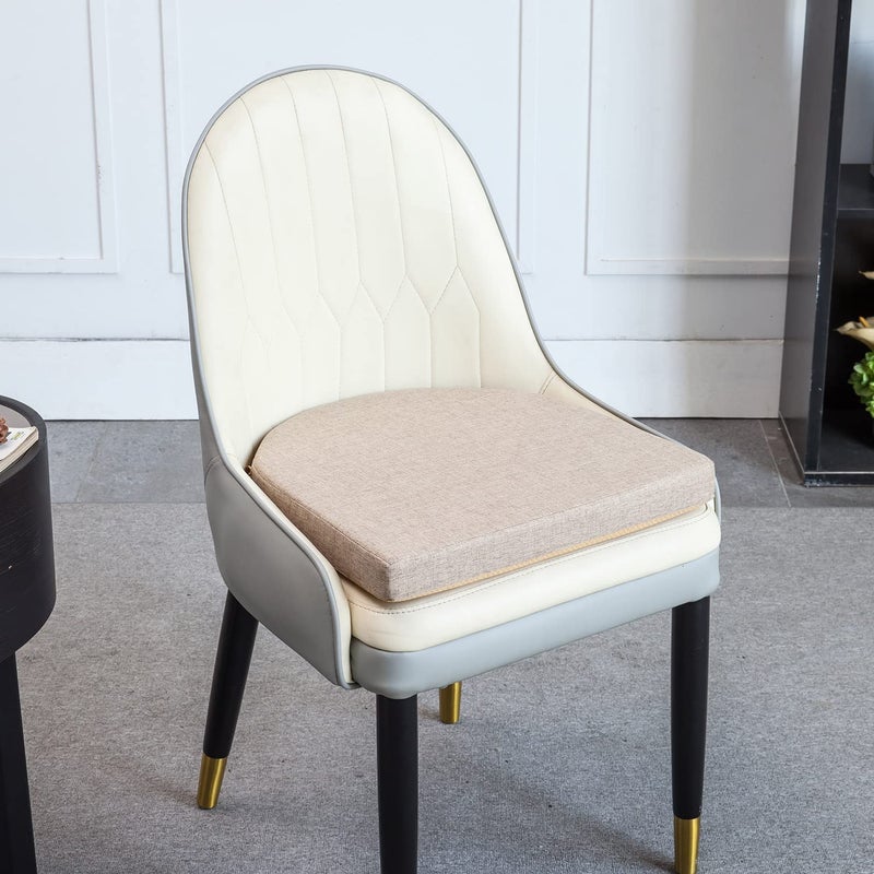 MICUSHION 18x18 Inch Chair Pads for Dining Chairs Set of 2 with Ties Non Slip Washable Seat Cushion with Zipper Indoor Round Back Chair Cushions for Kitchen, Khaki - Image 3