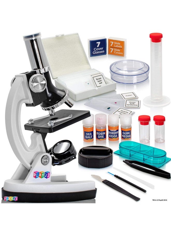 Play22 Kids Microscope Kit 50 PCS - 120X - 1200X Microscope Slides Specimens - Student Beginner Metal Body Toy Microscope for Kids in A Carrying Box - Educational Science Lab Toy Best Gift - Play22  - Image 2