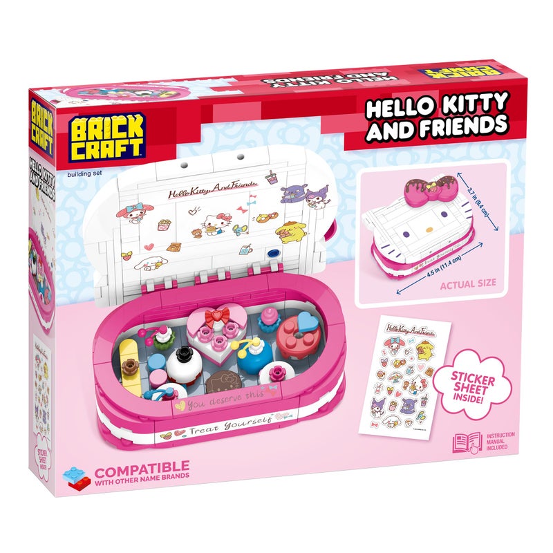 Brickcraft Hello Kitty Dessert Box Building Kit (184-Piece Set), Sanrio Buildable Sweets Set with Chocolate Bow Lid, Decorative Stickers, Gift for Fans Ages 12+ - Image 5