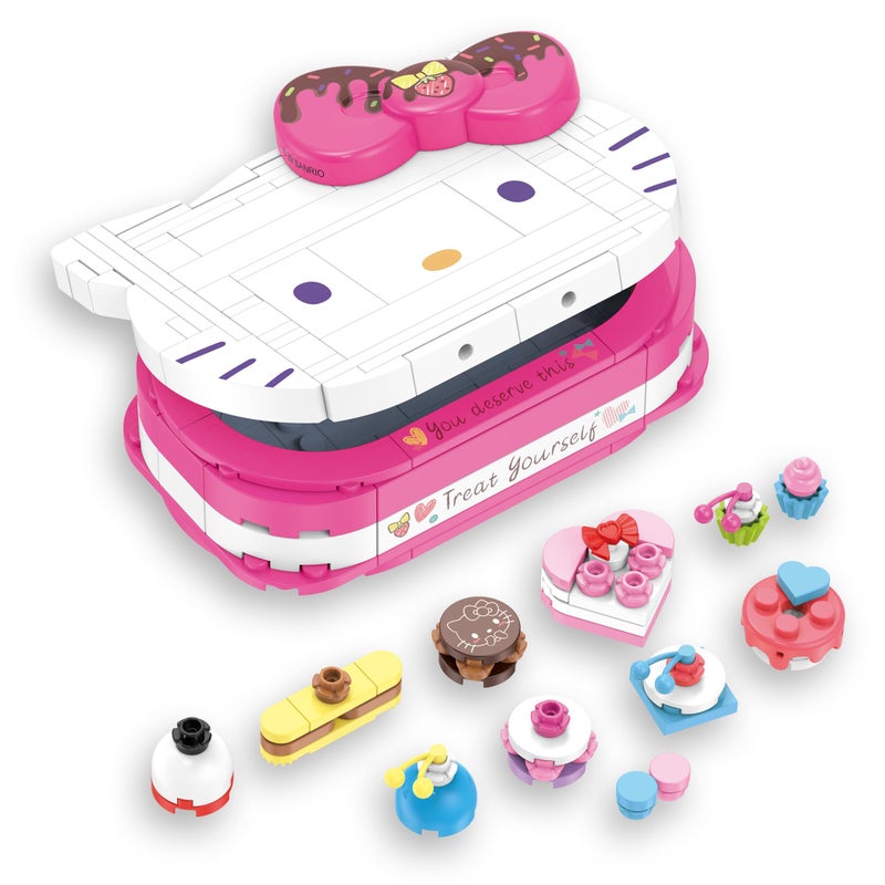Brickcraft Hello Kitty Dessert Box Building Kit (184-Piece Set), Sanrio Buildable Sweets Set with Chocolate Bow Lid, Decorative Stickers, Gift for Fans Ages 12+ - Image 2