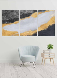 LOWHA Set Of 3 Framed Canvas Wall Arts Stretched Over Wooden Frame, Abstract Murals Pattern Paintings, For Home, Living Room, Office Decor  - Image 2