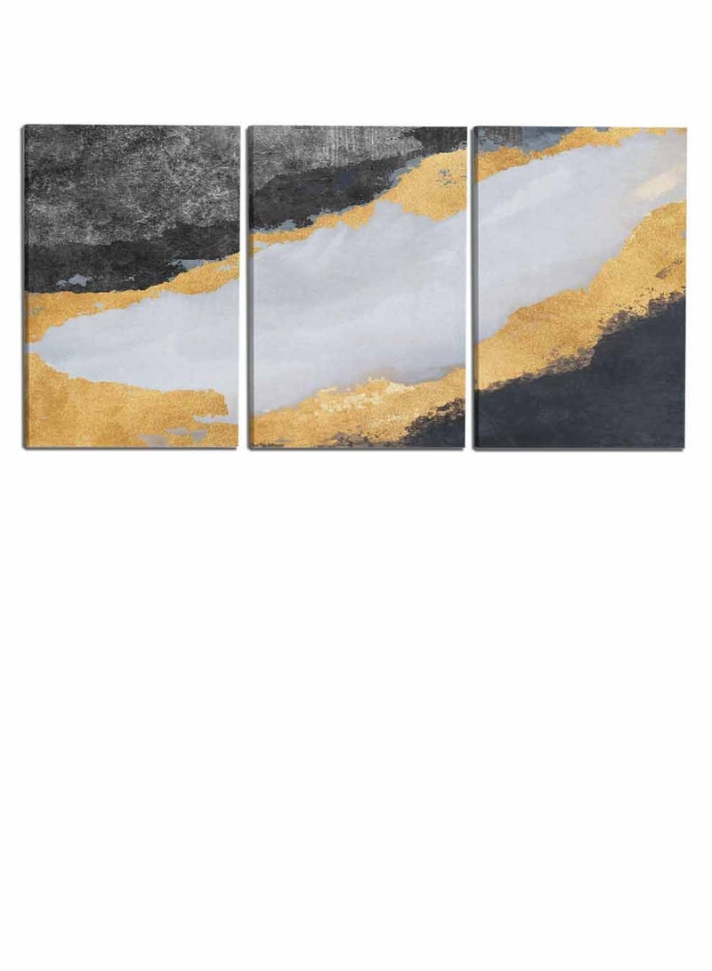 Set Of 3 Framed Canvas Wall Arts Stretched Over Wooden Frame, Abstract Murals Pattern Paintings, For Home, Living Room, Office Decor