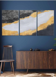 LOWHA Set Of 3 Framed Canvas Wall Arts Stretched Over Wooden Frame, Abstract Murals Pattern Paintings, For Home, Living Room, Office Decor  - Image 1
