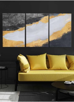 LOWHA Set Of 3 Framed Canvas Wall Arts Stretched Over Wooden Frame, Abstract Murals Pattern Paintings, For Home, Living Room, Office Decor  - Image 3