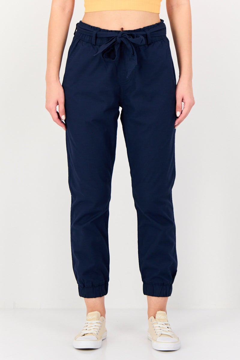 Levi's Women Regular Fit Plain Jogger Pants, Navy Blue - Image 1