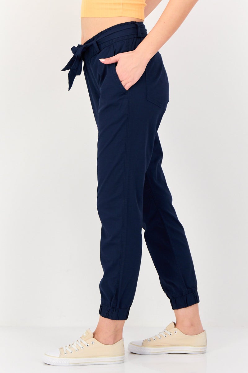 Levi's Women Regular Fit Plain Jogger Pants, Navy Blue - Image 4