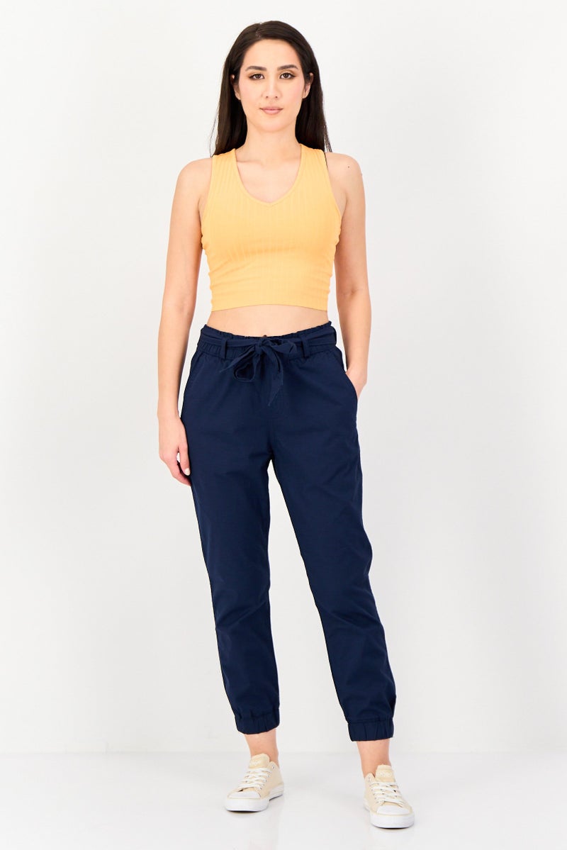 Levi's Women Regular Fit Plain Jogger Pants, Navy Blue - Image 3