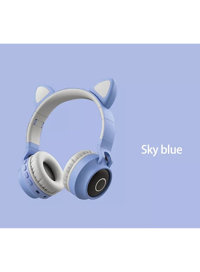 GT-Wheel Kids Bluetooth Cat Ear Headphones 5.0 with Mic LED Light Deep Bass Foldable Stereo Wireless Headset - Image 2