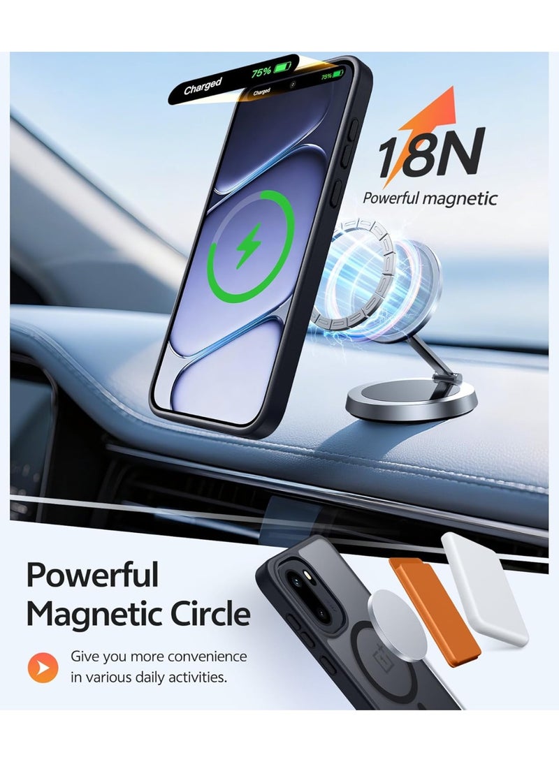 Fankalo غطاء 2 في 1 لهاتف OnePlus 15R 5G متوافق مع Magsafe، غطاء غير لامع شفاف مع واقي شاشة زجاجي مقسى، غطاء هاتف مقاوم للصدمات بمعيار عسكري لهاتف OnePlus 15R بحجم 6.78 بوصة، أسود - Image 3