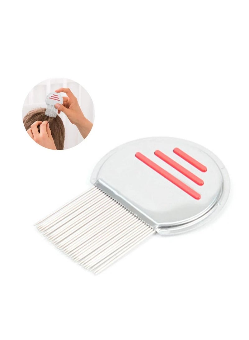 Stainless Steel Style Fine Tooth Lice Comb Metal Nit Safely Removes Children and Adults for Head Lice Red - Image 2