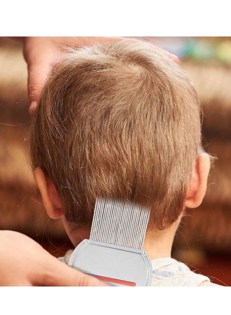 Stainless Steel Style Fine Tooth Lice Comb Metal Nit Safely Removes Children and Adults for Head Lice Red - Image 1