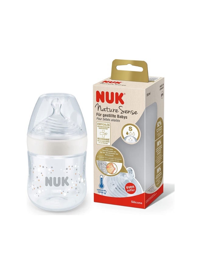 نوك رضاعة نيوك ناتشر سينس المصنوعة من البلاستيك عالي الجودة مع مؤشر التحكم بالحرارة - 150 مل (رأس سيليكون مقاس S) - Image 1