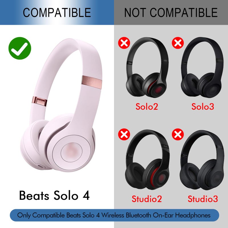 GEVO Ear Pads Replacement for Beats Solo 4 Wireless On-Ear Headphones, Earpads Ear Cushions for Solo 4 with Soft Protein Leather, Stronger Adhesive Backing (Cloud Pink) - Image 2