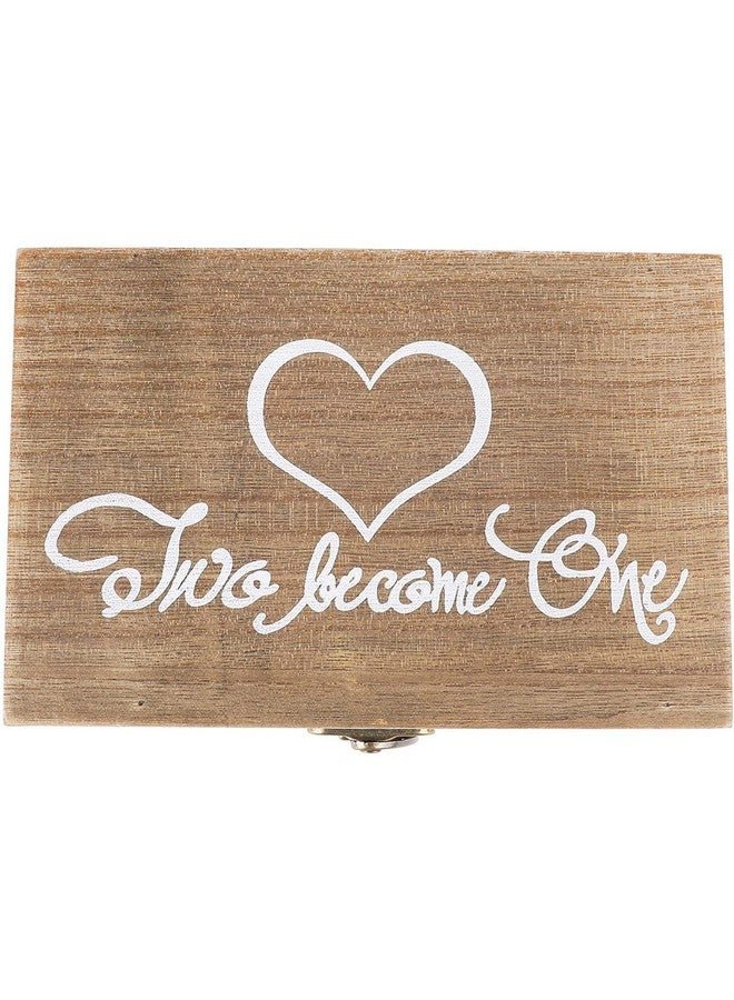 Juvale Wooden Two Become One Wedding Ring Box with Burlap Pillow Lining, Hinge Clasp Closure Wedding Ring Holder for Ceremony, Anniversaries, and Marriage Renewal (6x4x2 in) - Image 5