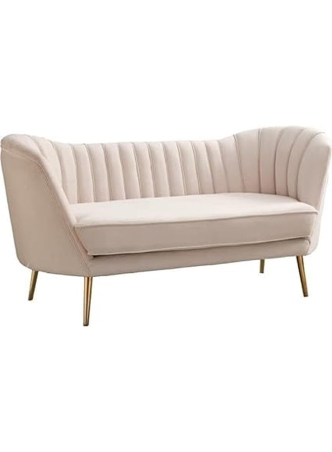 Comfynest Mid-Century Modern Chesterfield Sofa in Velvet with Sleek Golden Metal Legs - Ideal for Living Room, Bedroom, or Office Use (Beige, 3 Seater)  - Image 4