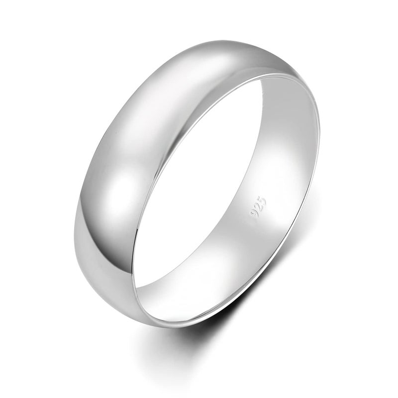 BORUO Silver Ring â€“ 925 Pure Sterling Silver Ring - Sterling Silver Rings for Women â€“ Elegant Silver Band Rings For Women and Men - Gifts for Special Occasions 6mm Ring Size 10.5 - Image 1
