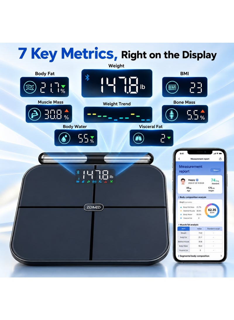 ZidMed 8-Electrode Smart Scale, Professional Digital InBody Scale for Segmental Body Composition, WiFi & Bluetooth Weight Scale, Measures Body Fat, Muscle & Heart Rate. - Image 5