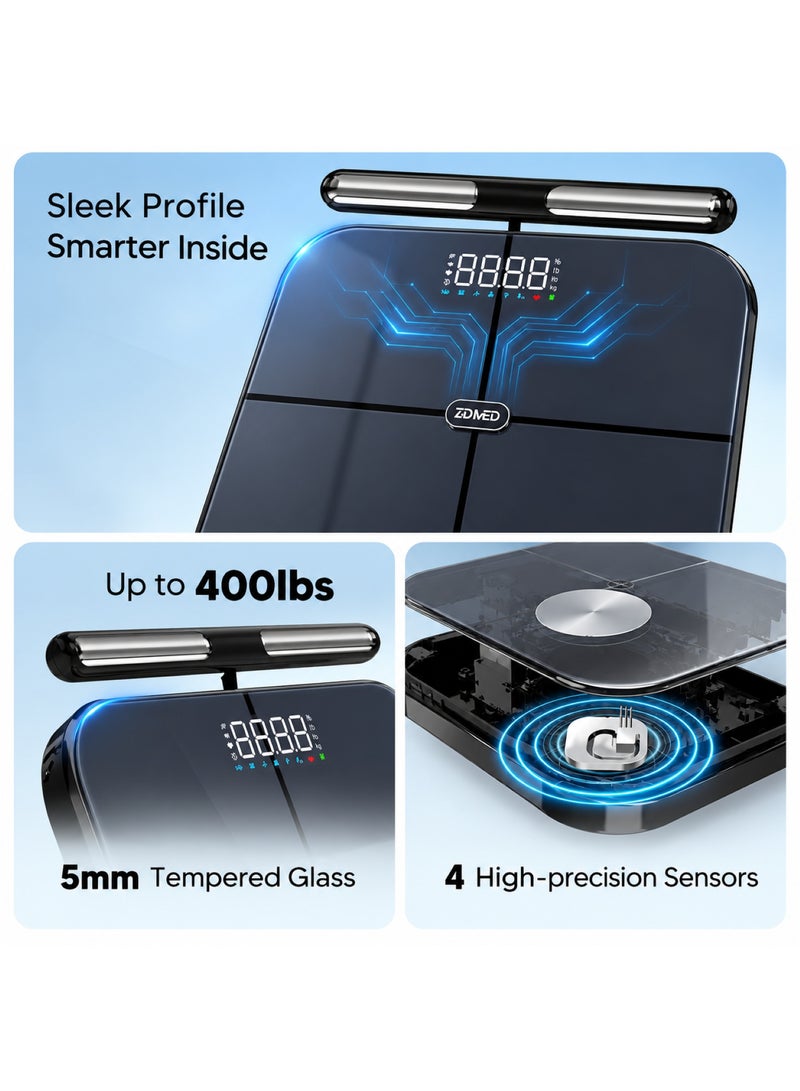 ZidMed 8-Electrode Smart Scale, Professional Digital InBody Scale for Segmental Body Composition, WiFi & Bluetooth Weight Scale, Measures Body Fat, Muscle & Heart Rate. - Image 4