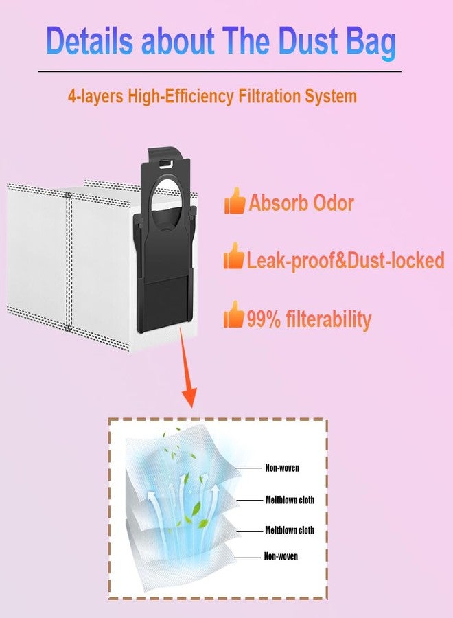 عبوة من 10 أكياس غبار متوافقة مع dreametech X50 Ultra/L10s Pro Ultra/X30 Ultra/X40 Ultra/L40 Ultra/L10s Ultra Gen 2، أكياس تفريغ كبيرة السعة لجمع الشعر والأوساخ والغبار - Image 3