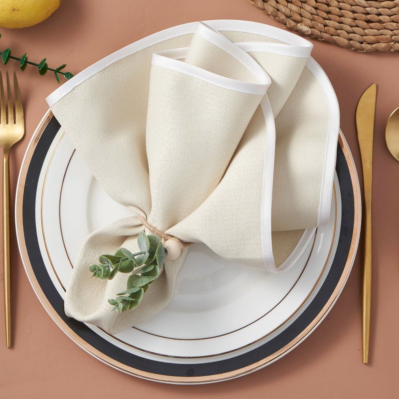 APTWOW Napkin Rings Set of 12, Christmas Napkin Rings, Boho Eucalyptus Leaf Napkins Rings, Wood Bead Farmhouse Easter Napkin Holder for Weddings Christmas Party Table Decoration - Image 3