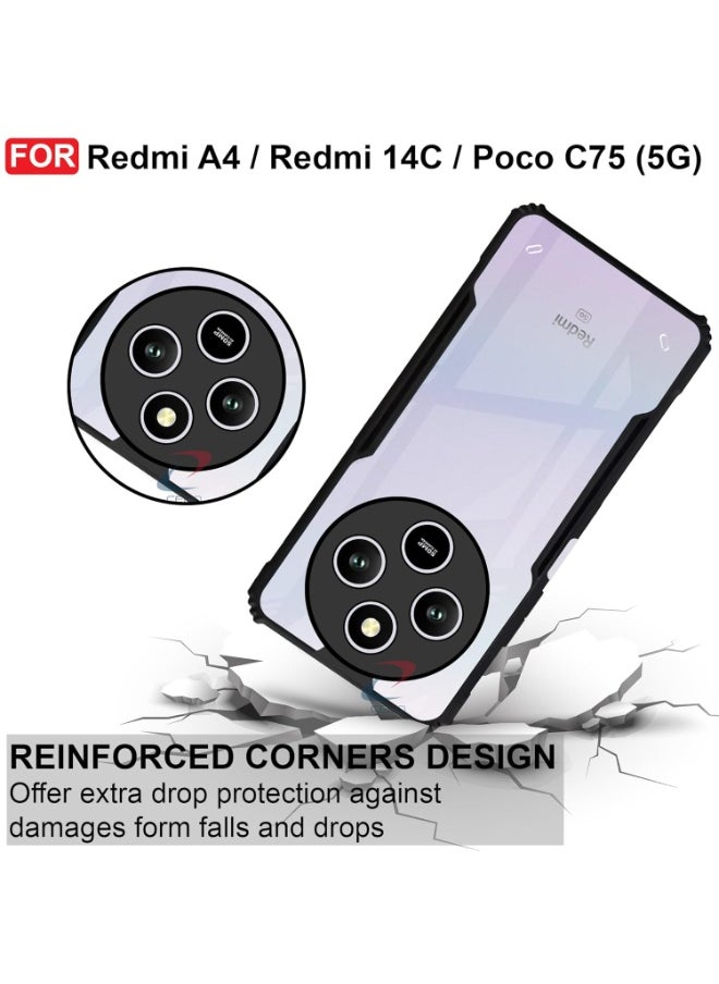 Generic Xiaomi Redmi 14C Clear Hard PC Back Cover Case with Shockproof Premium TPU Black Border 360 Degree Impact Resistant Transparent Cover For Redmi 14C  - Image 5
