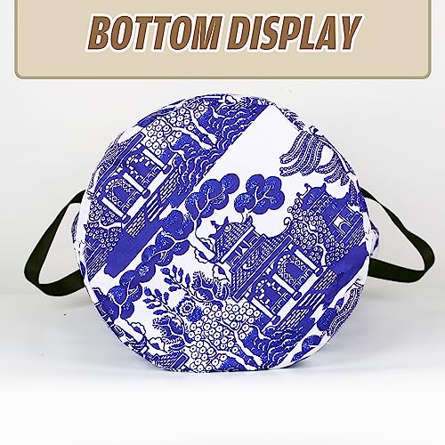 NUTAINLA Blue White Porcelain Laundry Basket Chinoiserie Foldable Oxford Cloth Funny Tote Bag Laundry Hamper Clothes Storage Bucket Organizer For Bathroom/Laundry Storage/Bedroom17.7x13.7 Inch - Image 4