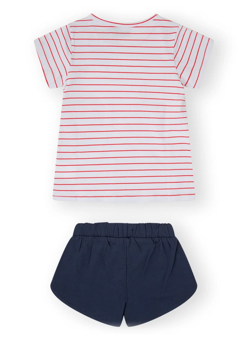 CANADA HOUSE Soft and Comfortable White Red and Navy Cotton Summer Set for Girls