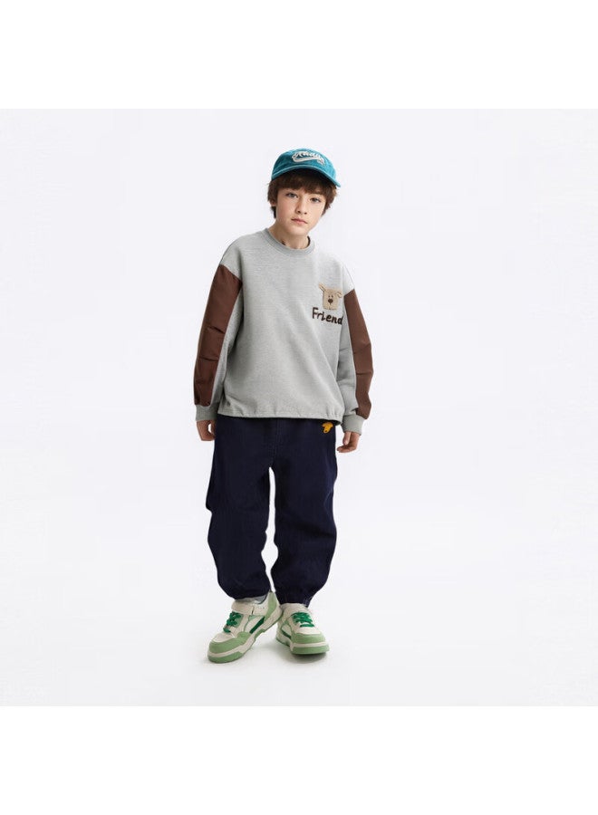 Mqd Boys' Crew Neck Sweatshirt Autumn New Colorblock Kids' Top - Image 2
