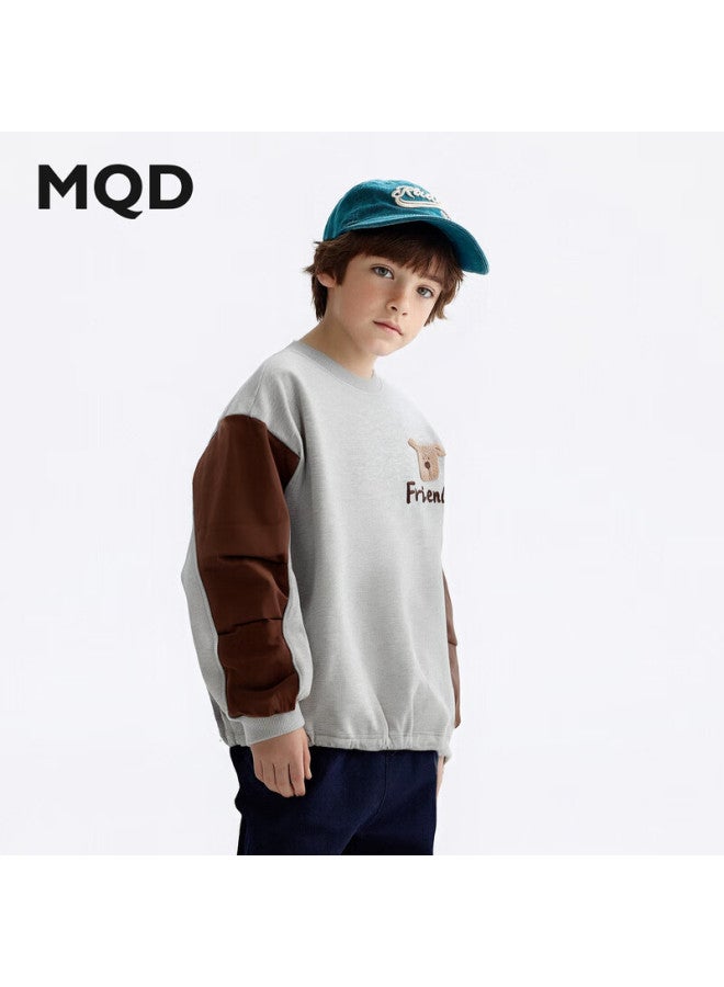 Mqd Boys' Crew Neck Sweatshirt Autumn New Colorblock Kids' Top - Image 1