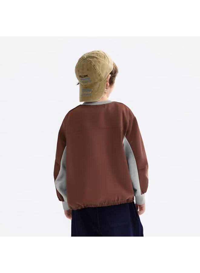 Mqd Boys' Crew Neck Sweatshirt Autumn New Colorblock Kids' Top - Image 3