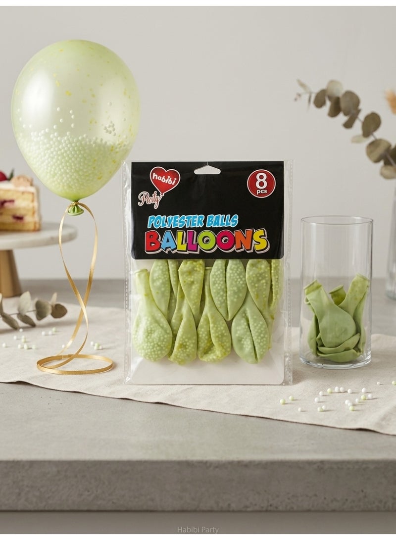 Party Green Polyester Balloons, 8 Pieces - Image 2