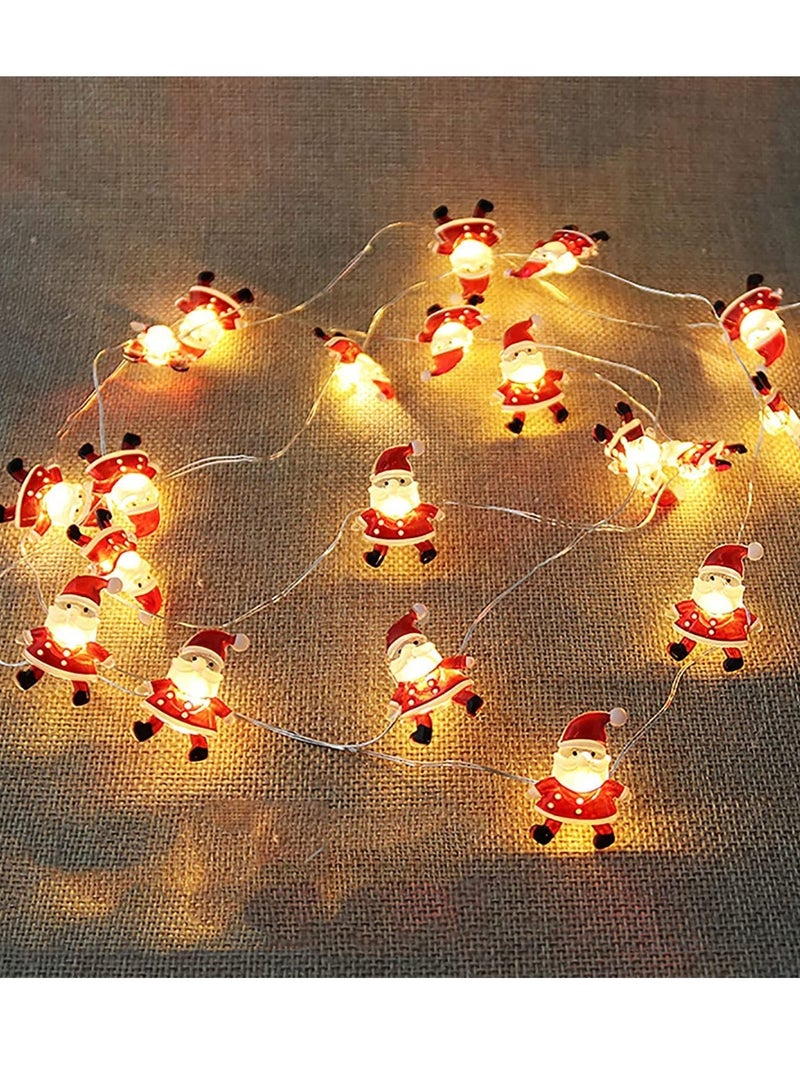 بامير أضواء سانتا كلوز LED، أضواء LED على شكل نجمة، سلسلة أضواء خرافية لتزيين عيد الميلاد، أضواء سلسلة خرافية لشجرة عيد الميلاد، أضواء خرافية لعيد الميلاد المجيد، ديكور داخلي وخارجي، تعمل بالبطارية.  - Image 1