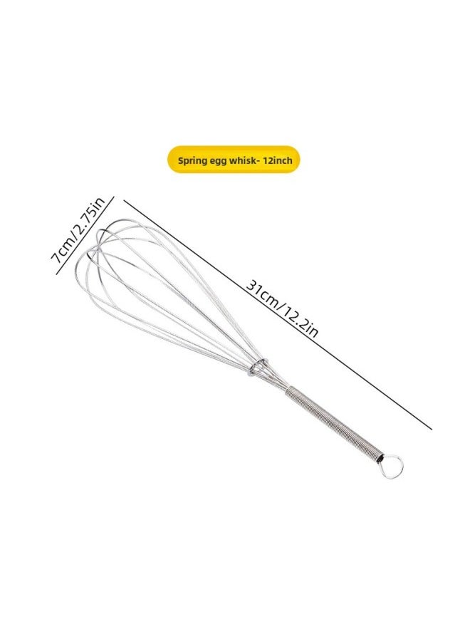Generic A Generation Of Stainless Steel Manual Egg Beater Household Semi-automatic Hand-held Milk Foam Spring Mixing Baking Tool-Color:12 Inches 31cm (silver)  - Image 1