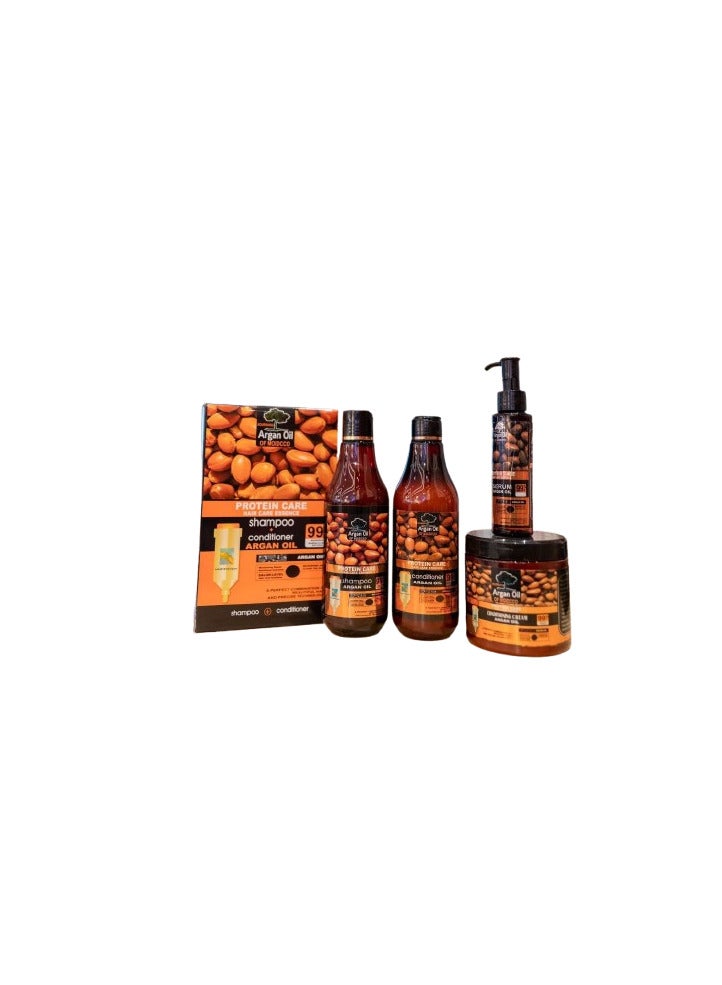 The Original Argan Oil Set for Strengthening, Nourishing, Softening, and Straightening Hair with Silky Smoothness